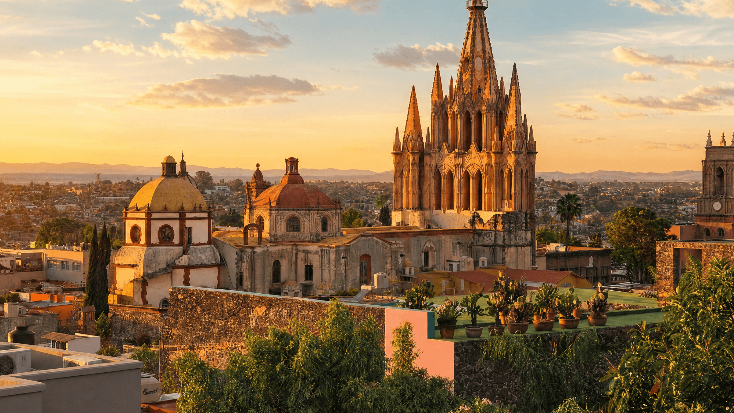 San Miguel de Allende skyline at golden hour